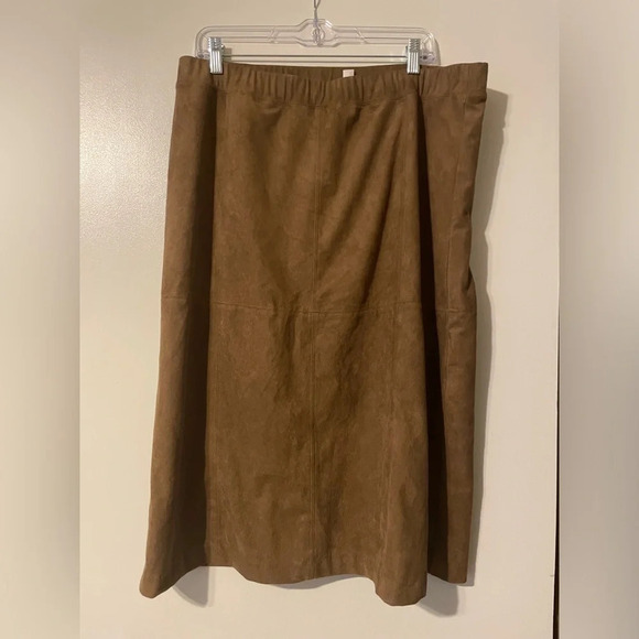 J. Jill Faux Suede A Line Microfiber Lined Pull On Tan Brown Skirt Size … - Picture 1 of 6